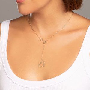Gold plated eternal love tie necklace